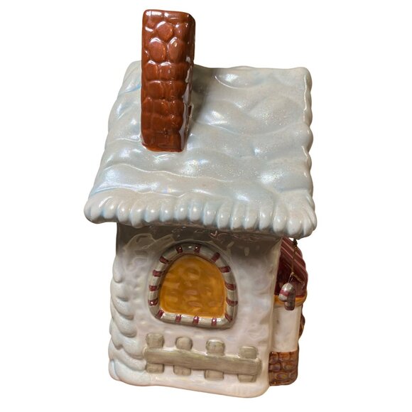 Ganz  Ceramic Bakery Cookie Jar w/ Candy Cane Accent Snowy Roof & Holiday Detail - Picture 7 of 11
